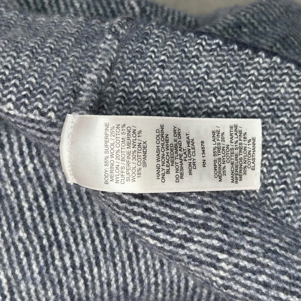 Vineyard Vines Mens Medium Blue Merino Wool Blend Striped Knit Pullover Hoodie - Picture 3 of 7